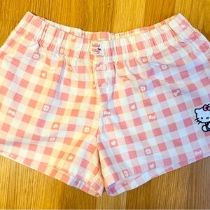 Hello Kitty Pink and White Checkered Boxers - Pajama Shorts - Worn Once!